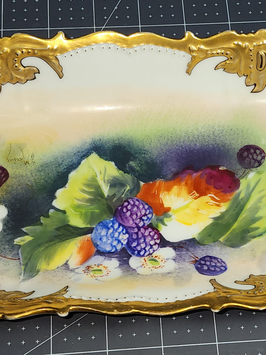 Limoges Rectangle Tray with Floral and Fruit Design
