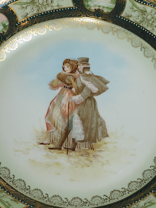 Winter Scene Fine Austrian Bowl 8.75' diameter Beehive Mark Exquisite Detail the Imperial and Royal Porcelain Manufactory of Vienna, also known as Vienna Porcelain