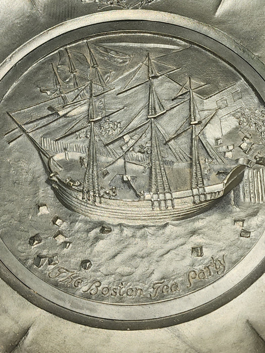 Pewter Plate Birth of a Nation Commemorative 1972 Birth of a Nation Boston Tea Party