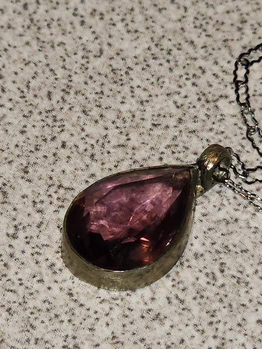 amethyst pendent set in sterling silver with 18" sterling chain imported from germany in 1980, David's Antiques and Oddities