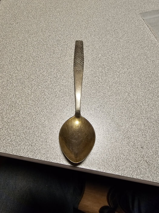 Vintage RAD WWII 5.5" Silver Plated Spoon with Herringbone Pattern