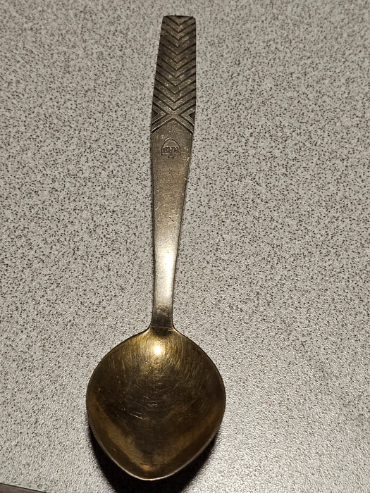 Vintage RAD WWII 5.5" Silver Plated Spoon with Herringbone Pattern