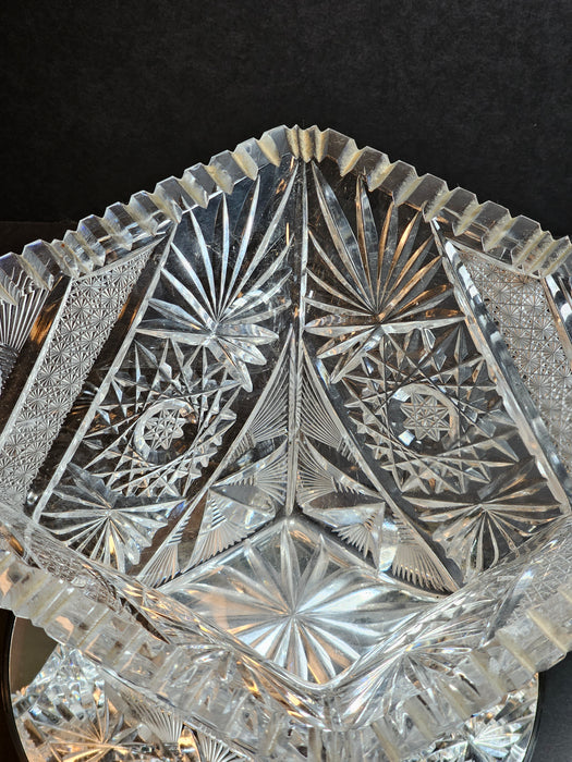 Exceptional Brilliant Period Diamond Shaped Cut Glass Bowl