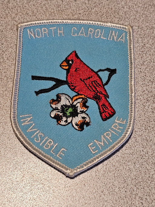 North Carolina Chapter of the KKK Cardinal on Branch "Invisible Empire" 3.5"x2.5" Patch, David's Antiques and Oddities