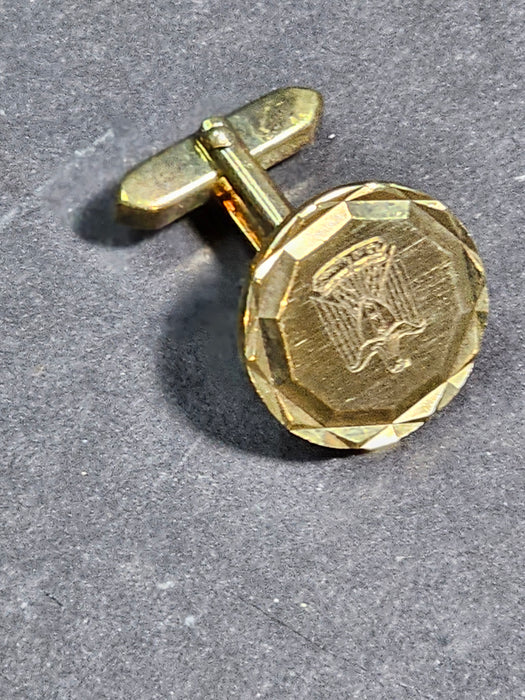 Iraqi gold tone cufflinks Ba'ath party eagle. .75" diameter., David's Antiques and Oddities