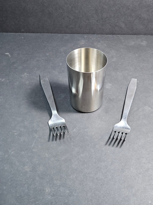 Iraqi Field Mess Kit, 2 Forks and cup, stainless. Cup 4" high forks 7" long, David's Antiques and Oddities