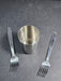 Iraqi Field Mess Kit, 2 Forks and cup, stainless. Cup 4" high forks 7" long, David's Antiques and Oddities