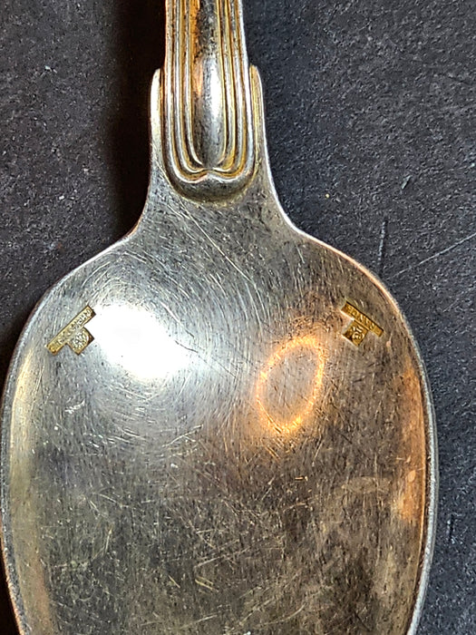 Saddam Hussein spoon with iraqi eagle on handle christofle maker hallmarked 6.75 long 2.09 ounces, David's Antiques and Oddities