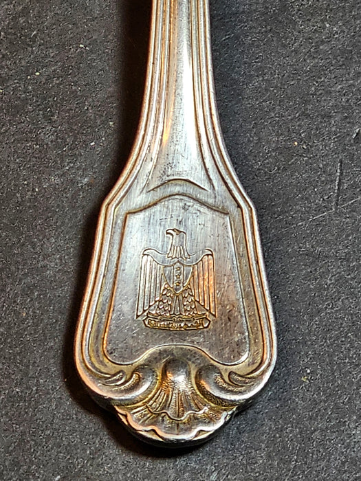 Saddam Hussein spoon with iraqi eagle on handle christofle maker hallmarked 6.75 long 2.09 ounces, David's Antiques and Oddities