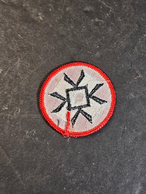 ku Klux Klan Sleeve patch cross with flame 2" diameter Red with white cross, David's Antiques and Oddities