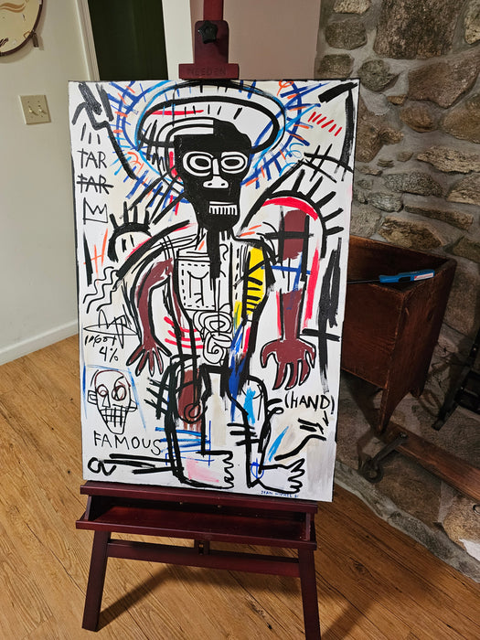Rare Huge Jean Michel Basquiat Vintage Painting 81 “Famous” 24x36