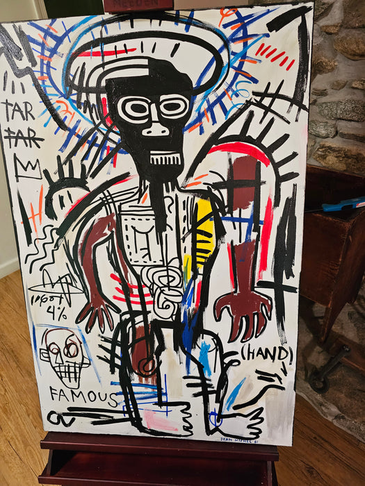 Rare Huge Jean Michel Basquiat Vintage Painting 81 “Famous” 24x36