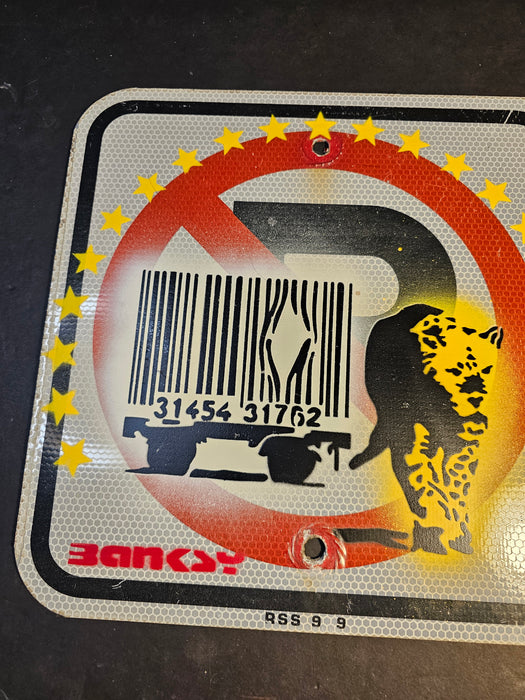 Very Rare Banksy Original spray stencil Street Sign Painting 2005