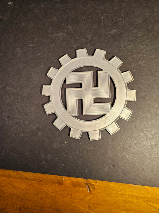 Podium Plaque/ 8 " Diameter/ aluminum/ swastika