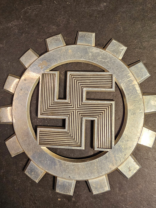 Podium Plaque/ 8 " Diameter/ aluminum/ swastika