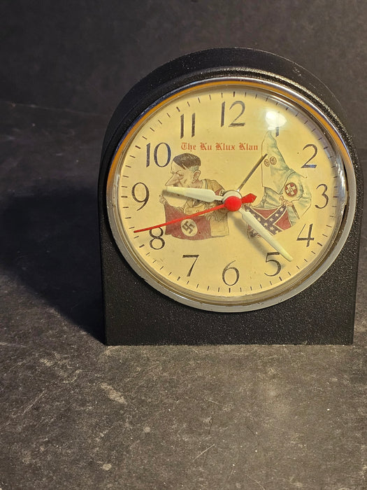 KKK clock 1960s works with hitler and Nazi flag 4.5 x4 works, clock, Clocks, David's Antiques and Oddities