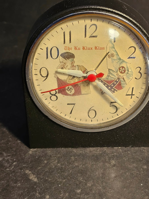 KKK clock 1960s works with hitler and Nazi flag 4.5 x4 works, clock, Clocks, David's Antiques and Oddities