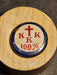 KKK 100% pin 1" diameter Deep red whie and black, Brooches & Lapel Pins, David's Antiques and Oddities