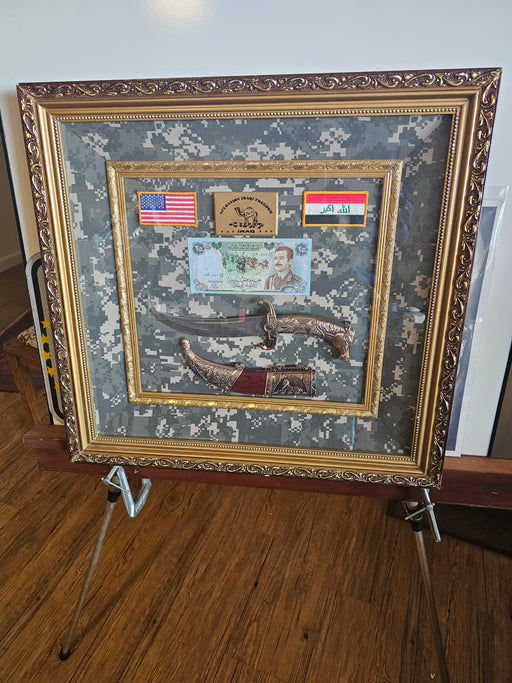 Custom framed Dagger from opperation Iraqi freedom 23x21, Knife, Collectible Weapons, David's Antiques and Oddities