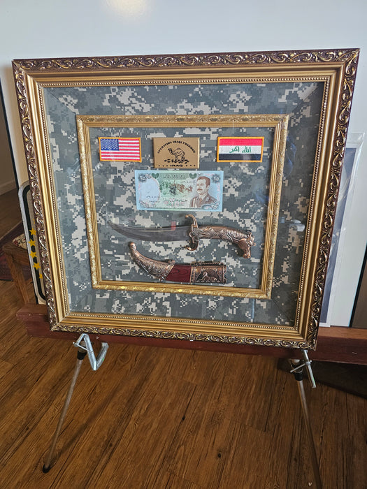 Custom framed Dagger from opperation Iraqi freedom 23x21, Knife, Collectible Weapons, David's Antiques and Oddities