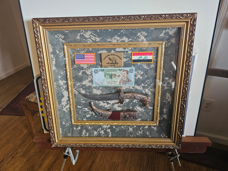 Custom framed Dagger from opperation Iraqi freedom 23x21, Knife, Collectible Weapons, David's Antiques and Oddities