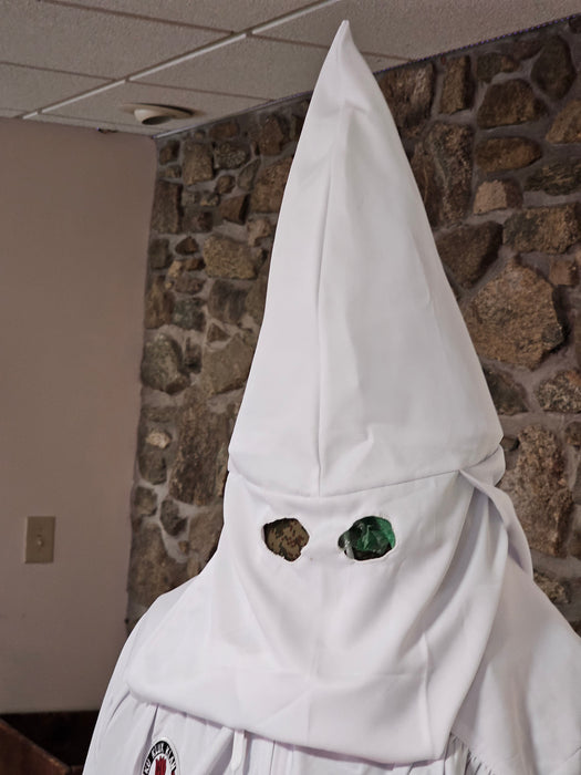 KKK Hood and gown/ patches/ zipper front 1970s, Antiques, Costumes, David's Antiques and Oddities