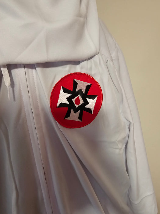 KKK Hood and gown/ patches/ zipper front 1970s, Antiques, Costumes, David's Antiques and Oddities