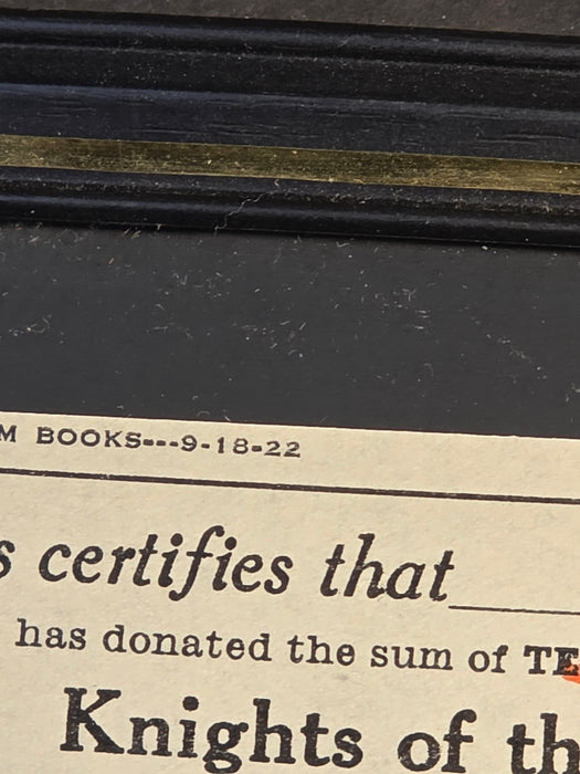 1922 Ku Klux Klan Framed Historical Collection - Donation Certificates & "Member in Good Standing" Token, Badge, Collectibles, David's Antiques and Oddities