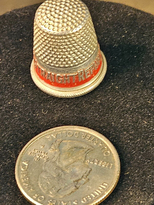 Early 1950s thimble vote straight Republican.9/16 opening, Antiques, David's Antiques and Oddities