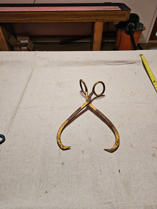 15 " ice tongs farm fresh from pa amish country/makers mark incised