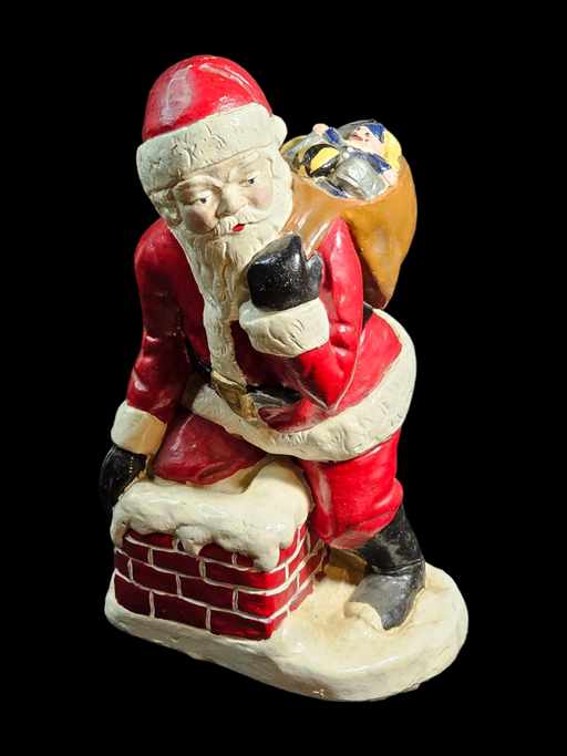 Chalkware santa Great image Chimney and  toys . 1950s, Antiques, David's Antiques and Oddities