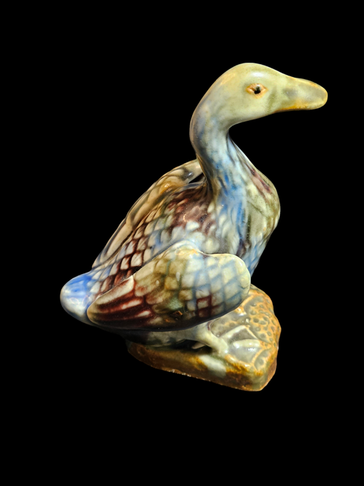 Early 20th Century Asian Porcelain Duck - 6" Tall, Soft Blues, and Brown Tones,, Antiques, David's Antiques and Oddities