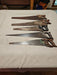 Old school hand saws total of 5 various ages/ great primitive look/, Antiques, David's Antiques and Oddities