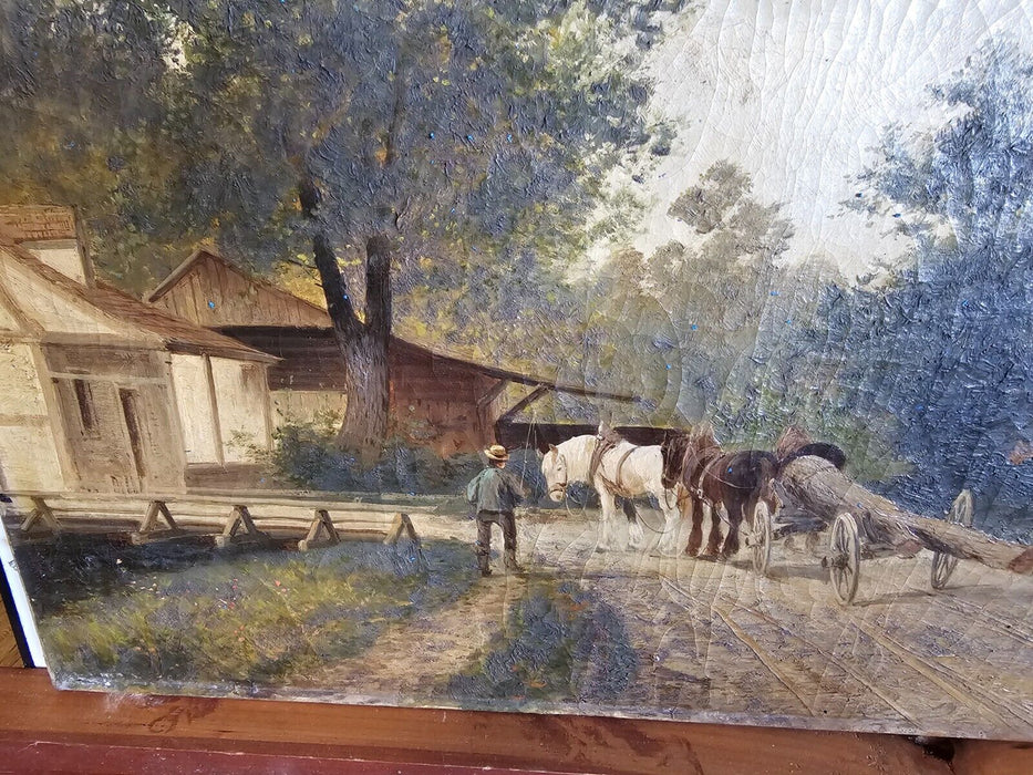 Title: 19th Century Bucolic Landscape Oil Painting by Ludwig Fuger unframed, Antiques, David's Antiques and Oddities