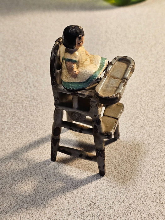 3.5"cast iron high chair with cast iron doll for under christmas tree 1930s, Antiques, David's Antiques and Oddities