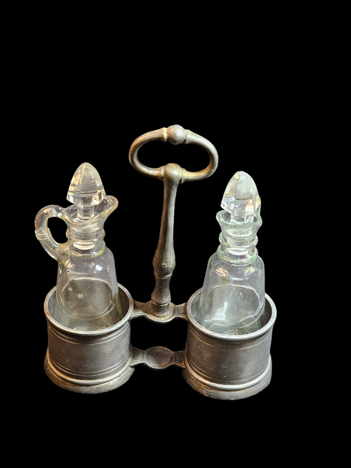 Cruet Set Pewter Holder Italy Hallmarked, Antiques, David's Antiques and Oddities