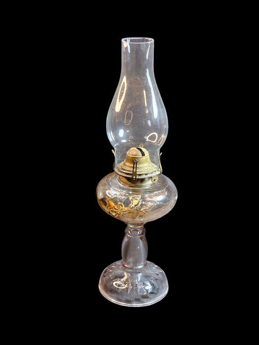 Late 19th Century American Kerosene Lamp with Floral and Diamond Motif, Antiques, David's Antiques and Oddities