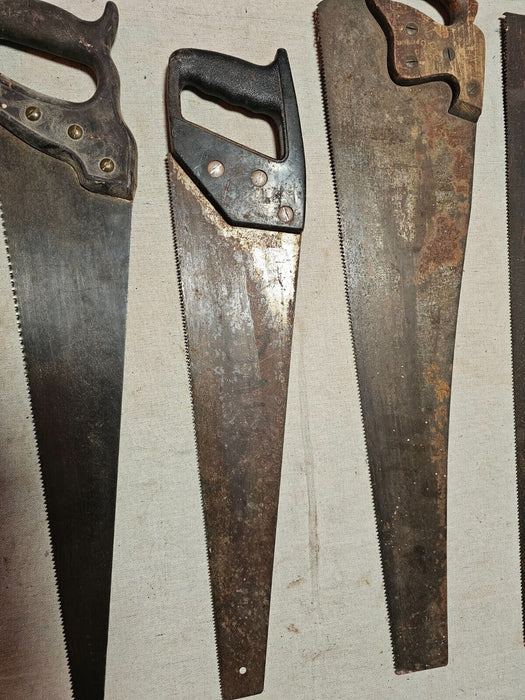 Old school hand saws total of 5 various ages/ great primitive look/, Antiques, David's Antiques and Oddities