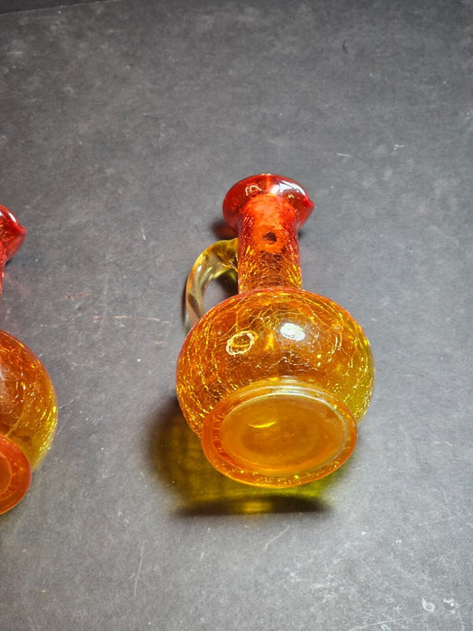 MCM Crackel Cruet Set. Bold Orange Color, Antiques, David's Antiques and Oddities