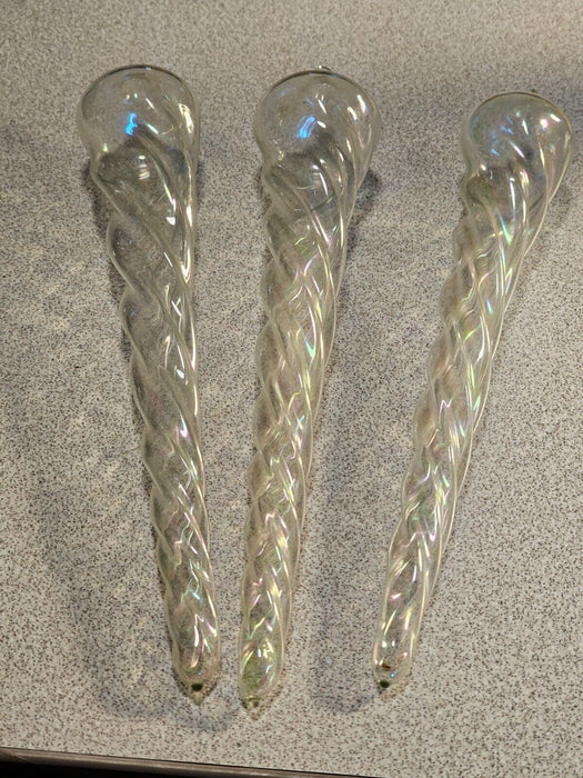 3- 8" Glass icicles clear perfect christmas ornament