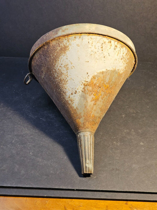 Tin primitive funnel as found 9"D x 12 " high. as found