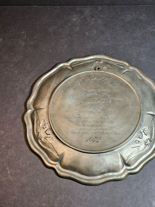 Pewter Plate Birth of a Nation Commemorative 1972 Birth of a Nation Boston Tea P, Antiques, David's Antiques and Oddities