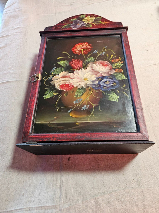 Hand painted cabinet imported in the 198os 12 x20 x 4.5 D, Antiques, David's Antiques and Oddities