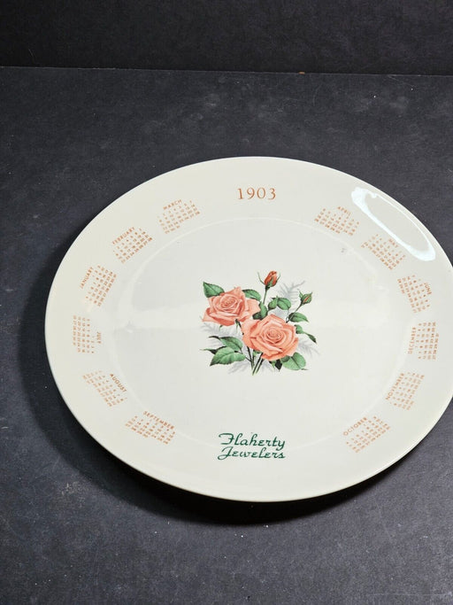 1903 10" calender plate Flaherty Jewelers, Antiques, David's Antiques and Oddities