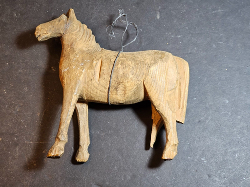 Super Primitive hand carved horse christmas ornament or toy early 1900s 1 broken, Antiques, David's Antiques and Oddities