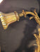 Wired wall light /cast brass 31" x18" iridescent glass/very impressive electric, Antiques, David's Antiques and Oddities