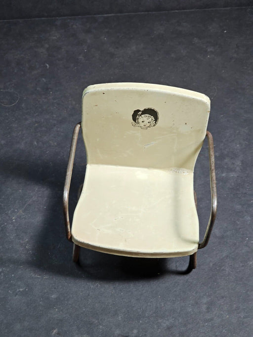 Tin chair 4x4 1950s Kids collectible Image on back of chair of child., Antiques, David's Antiques and Oddities
