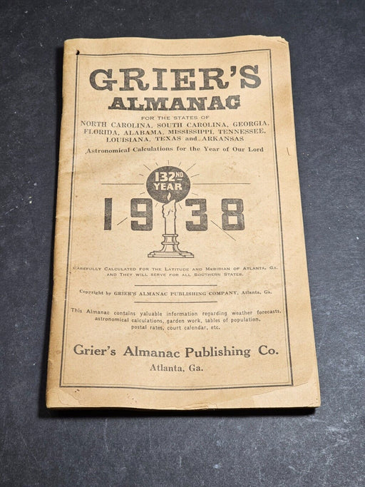 1938 Grier's almanac 5x8. interesting advertising 55 pages, Antiques, David's Antiques and Oddities