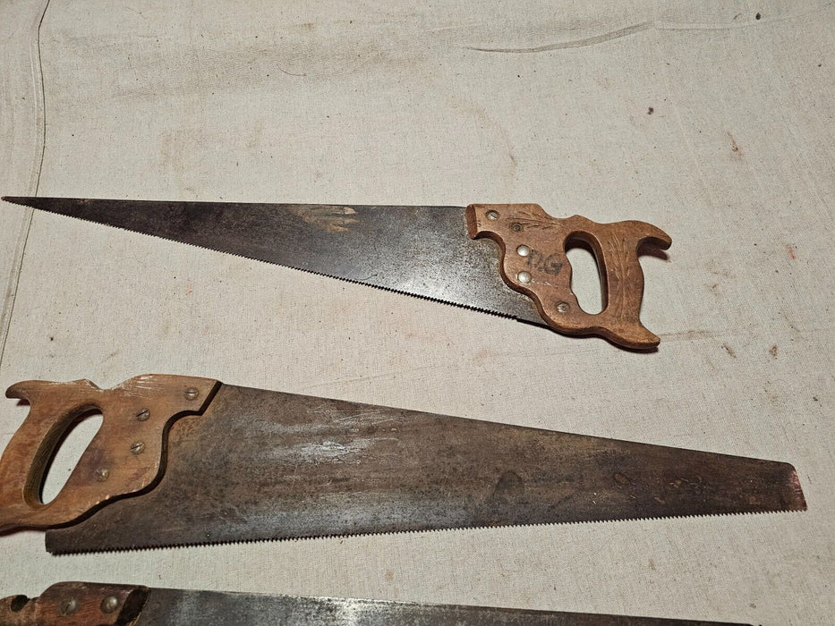 5 old school hand saws  READY FOR WORK one money for all, Antiques, David's Antiques and Oddities