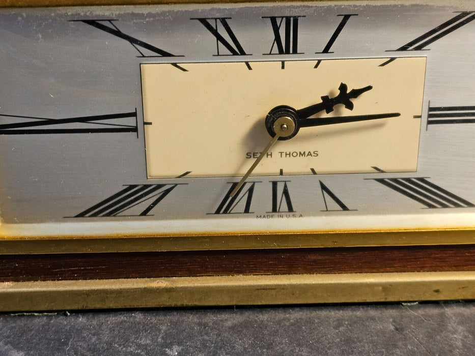 Seth Thomas Baxter-E Desk Clock Approx 8 1/2" x 4 1/4" tall.